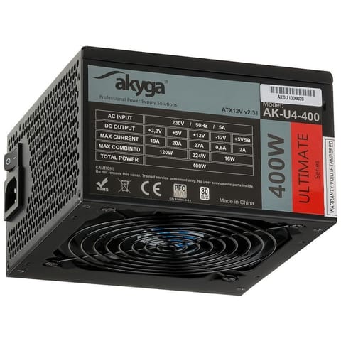 ⁨Akyga AK-U4-400 power supply unit 400 W 20+4 pin ATX ATX Black⁩ at Wasserman.eu