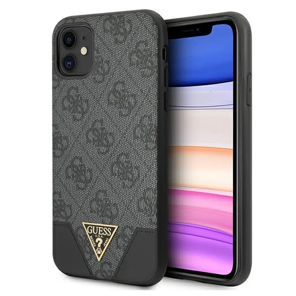 ⁨Guess 4G Triangle Collection - Etui iPhone 11 (szary)⁩ w sklepie Wasserman.eu