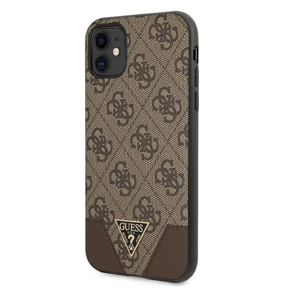 ⁨Guess 4G Triangle Collection - Etui iPhone 11 (brązowy)⁩ w sklepie Wasserman.eu