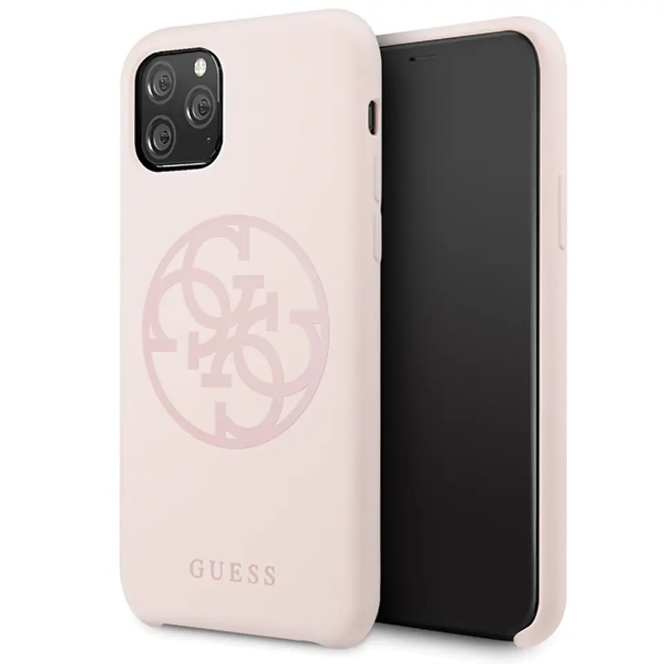 ⁨Guess GUHCN58LS4GLP iPhone 11 Pro light pink/jasnoróżowy hard case Silicone 4G Tone On Tone⁩ w sklepie Wasserman.eu