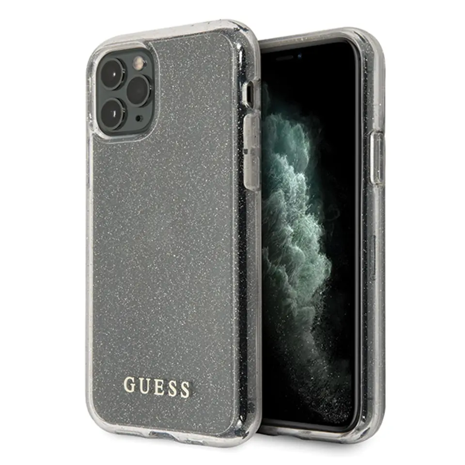⁨Guess GUHCN65PCGLSI iPhone 11 Pro Max silver/silver hard case Glitter⁩ at Wasserman.eu