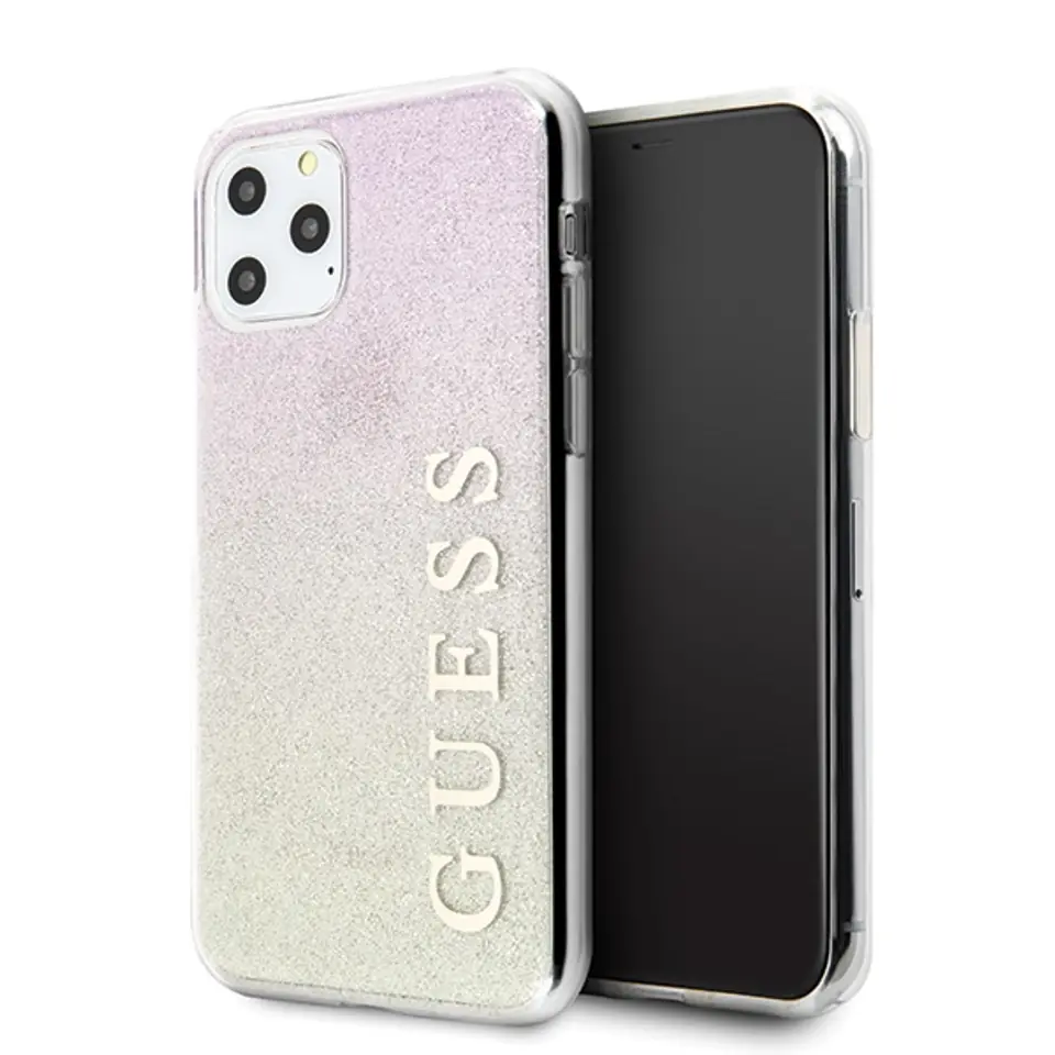 ⁨Guess GUHCN65PCUGLGPI iPhone 11 Pro Max różowo-złoty/gold pink hard case Gradient Glitter⁩ w sklepie Wasserman.eu