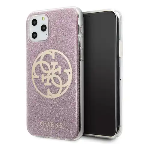 ⁨Guess GUHCN65PCUGLPI iPhone 11 Pro Max różowy/pink hard case 4G Circle Glitter⁩ w sklepie Wasserman.eu