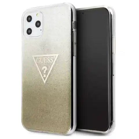 ⁨Guess GUHCN61SGTLGO iPhone 11 6,1" / Xr złoty/gold hard case Glitter Triangle⁩ w sklepie Wasserman.eu