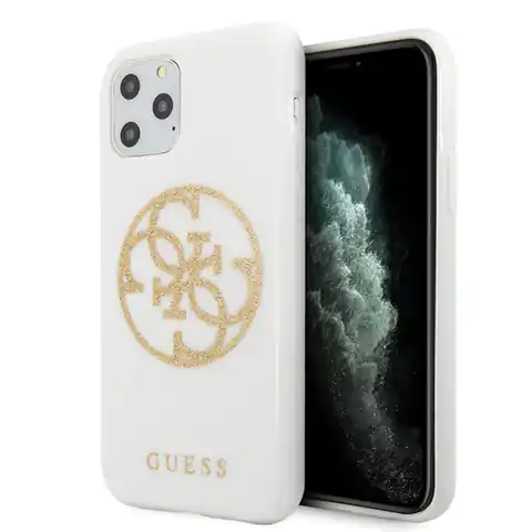 ⁨Guess GUHCN65TPUWHGLG iPhone 11 Pro Max biały/white hard case Glitter 4G Circle Logo⁩ w sklepie Wasserman.eu