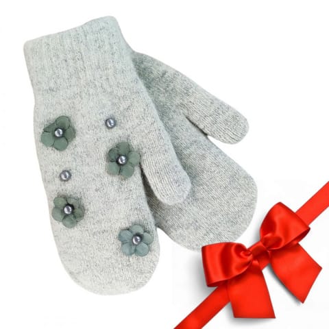 GLOVES CUTE FLOWERS AND PEARLS GRAY REK128 at Wasserman.eu
