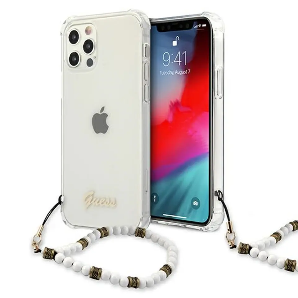 ⁨Guess GUHCP12LKPSWH iPhone 12 Pro Max 6.7" Transparent hardcase White Pearl⁩ at Wasserman.eu