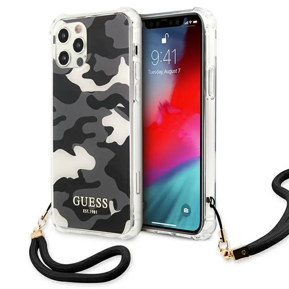 ⁨Guess GUHCP12MKSARBK iPhone 12/12 Pro 6.1" black/black hardcase Camo Collection⁩ at Wasserman.eu