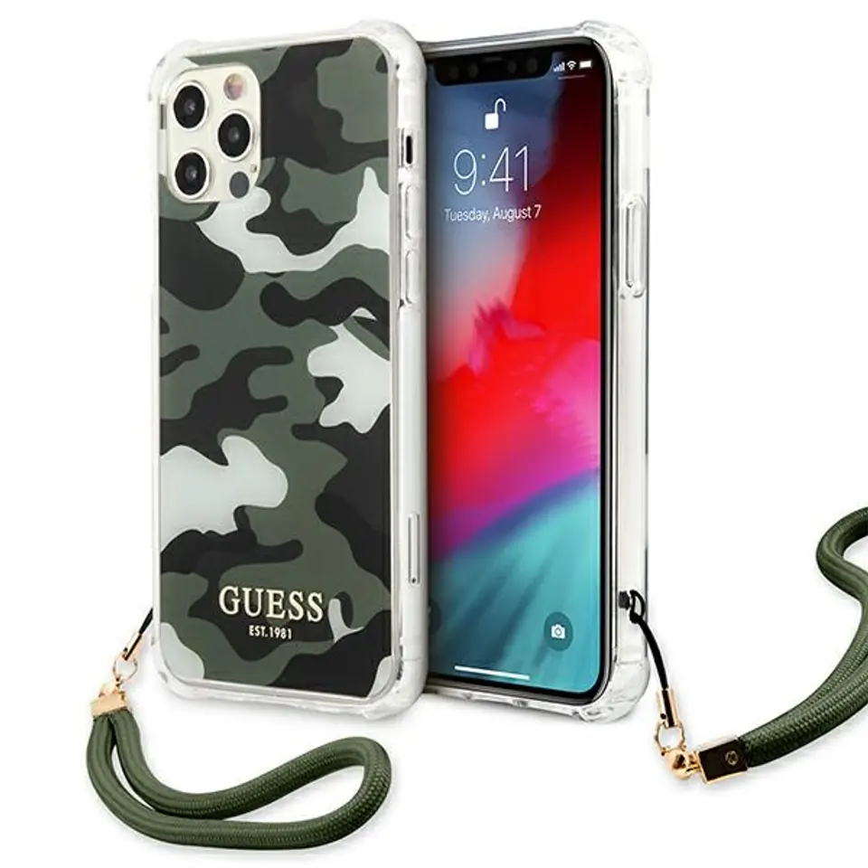 ⁨Guess GUHCP12LKSARKA iPhone 12 Pro Max 6,7" green/khaki hardcase Camo Collection⁩ at Wasserman.eu