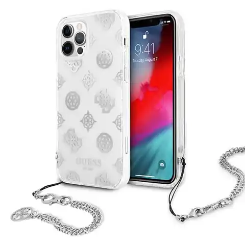 ⁨Guess GUHCP12LKSPESI iPhone 12 Pro Max 6.7" silver/silver hardcase Peony Chain Collection⁩ at Wasserman.eu