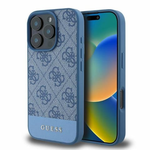 ⁨Guess GUHCP16XG4GLBL iPhone 16 Pro Max 6.9" niebieski/blue hardcase 4G Bottom Stripe⁩ w sklepie Wasserman.eu