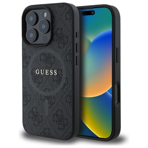 ⁨Guess GUHMP16XG4GFRK iPhone 16 Pro Max 6.9" czarny/black hardcase 4G Ring Classic Logo MagSafe⁩ w sklepie Wasserman.eu