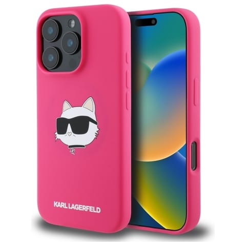 ⁨Karl Lagerfeld KLHMP16LSCHPPLF iPhone 16  Pro 6.3" fuksja/fuschia hardcase Silicone Choupette Head Print MagSafe⁩ w sklepie Wasserman.eu