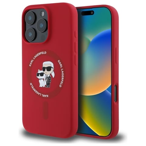 ⁨Karl Lagerfeld KLHMP16LSCMKCRHR iPhone 16 Pro 6.3" czerwony/red hardcase Silicone Karl&Choupette Ring MagSafe⁩ w sklepie Wasserman.eu