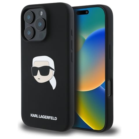 ⁨Karl Lagerfeld KLHMP16LSKHPPLK iPhone 16 Pro 6.3" czarny/black hardcase Silicone Karl Head Print MagSafe⁩ w sklepie Wasserman.eu