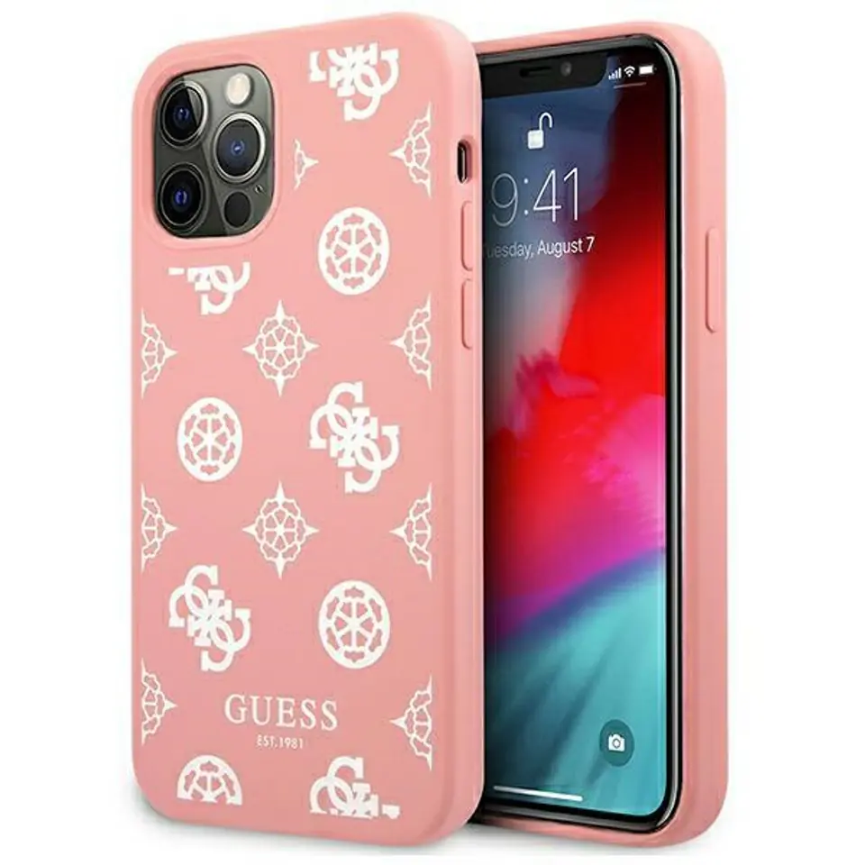 ⁨Guess GUHCP12LLSPEWPI iPhone 12 Pro Max 6,7" różowy/pink hard case Peony Collection⁩ w sklepie Wasserman.eu