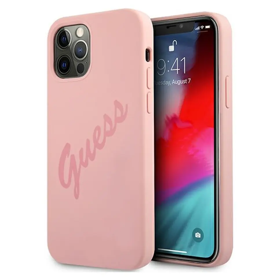 ⁨Guess GUHCP12LLSVSPI iPhone 12 Pro Max 6,7" różowy/pink hardcase Script Vintage⁩ w sklepie Wasserman.eu