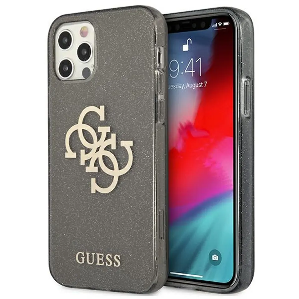 ⁨Guess GUHCP12LPCUGL4GBK iPhone 12 Pro Max 6.7" black/black hard case Glitter 4G Big Logo⁩ at Wasserman.eu