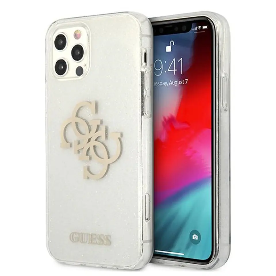 ⁨Guess GUHCP12LPCUGL4GTR iPhone 12 Pro Max 6.7" transparent hard case Glitter 4G Big Logo⁩ at Wasserman.eu