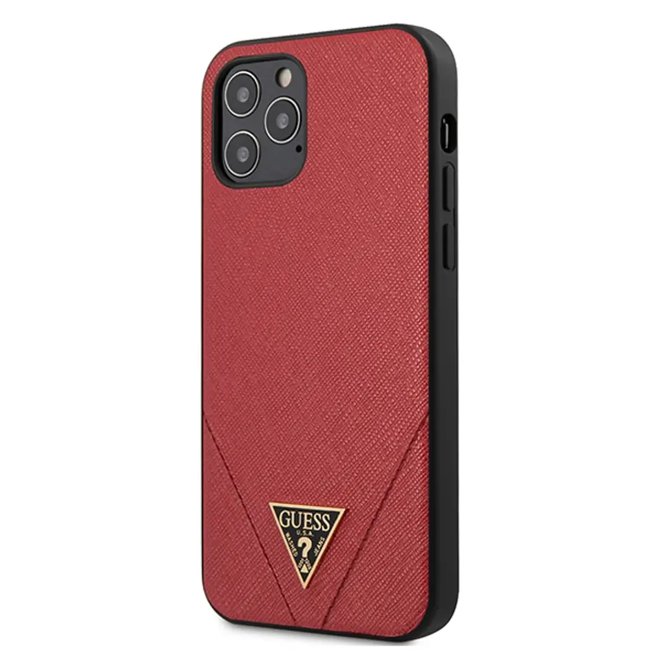 ⁨Guess GUHCP12LVSATMLRE iPhone 12 Pro Max 6,7"  czerwony/red hardcase Saffiano⁩ w sklepie Wasserman.eu