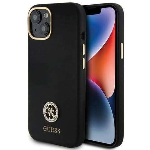 ⁨Guess GUHCP15SM4DGPK iPhone 15 / 14 / 13 6.1" czarny/black hardcase Silicone Logo Strass 4G⁩ w sklepie Wasserman.eu