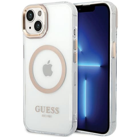 ⁨Guess GUHMP15MHTRMD iPhone 15 Plus / 14 Plus 6.7" złoty/gold hard case Metal Outline Magsafe⁩ w sklepie Wasserman.eu