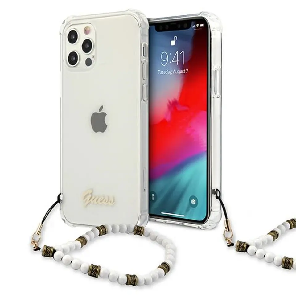 ⁨Guess GUHCP12MKPSWH iPhone 12/12 Pro 6.1" Transparent hardcase White Pearl⁩ at Wasserman.eu