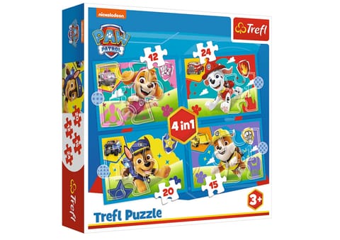 ⁨Puzzle - 4w1 (12, 15, 20, 24) - Biegnące Pieski - Viacom PAW Patrol Trefl 34628⁩ w sklepie Wasserman.eu