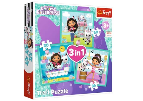 ⁨Puzzle - 3w1 - Aktywności Gabbi - Universal Gabbys Dollhouse Trefl 34871⁩ w sklepie Wasserman.eu