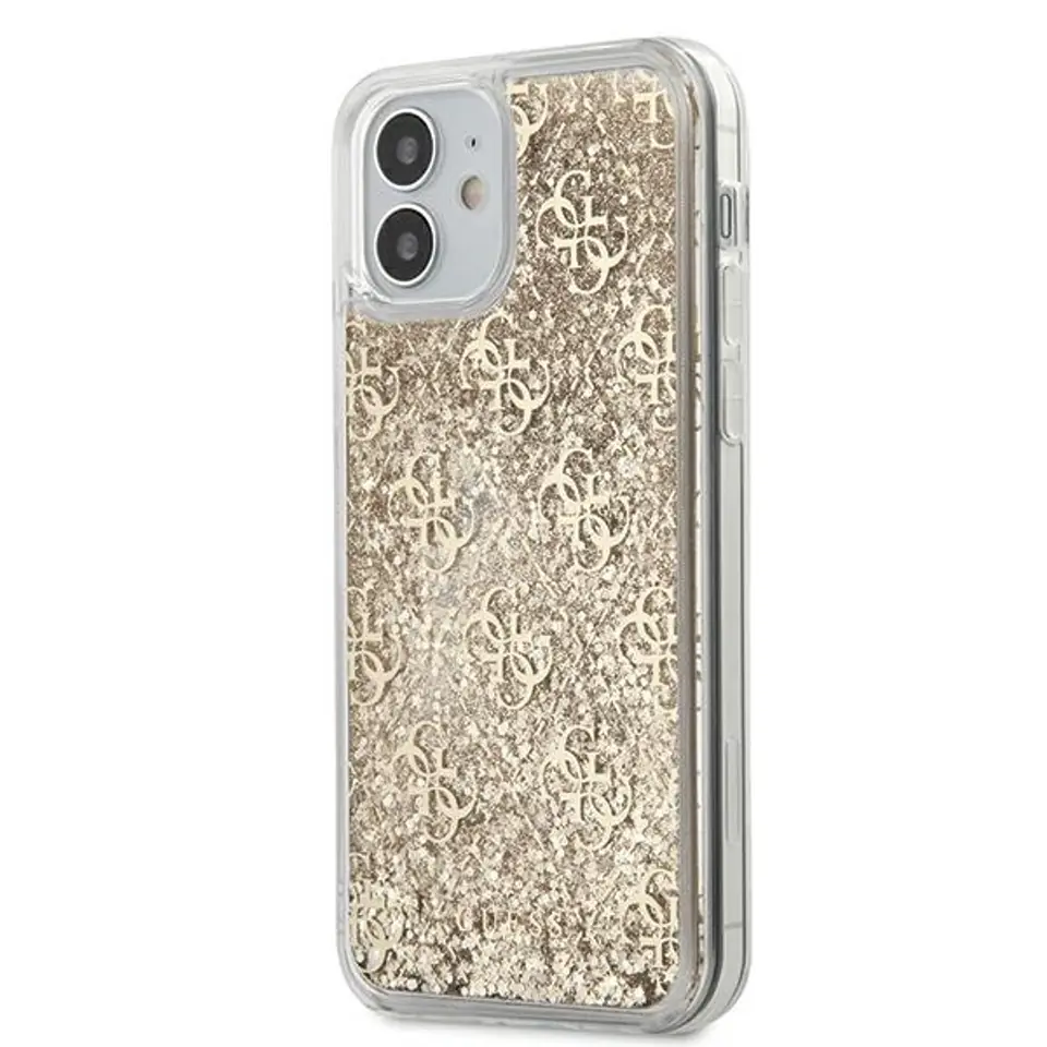 ⁨Guess GUHCP12SLG4GSLG iPhone 12 mini 5,4" złoty/gold hardcase 4G Liquid Glitter⁩ w sklepie Wasserman.eu