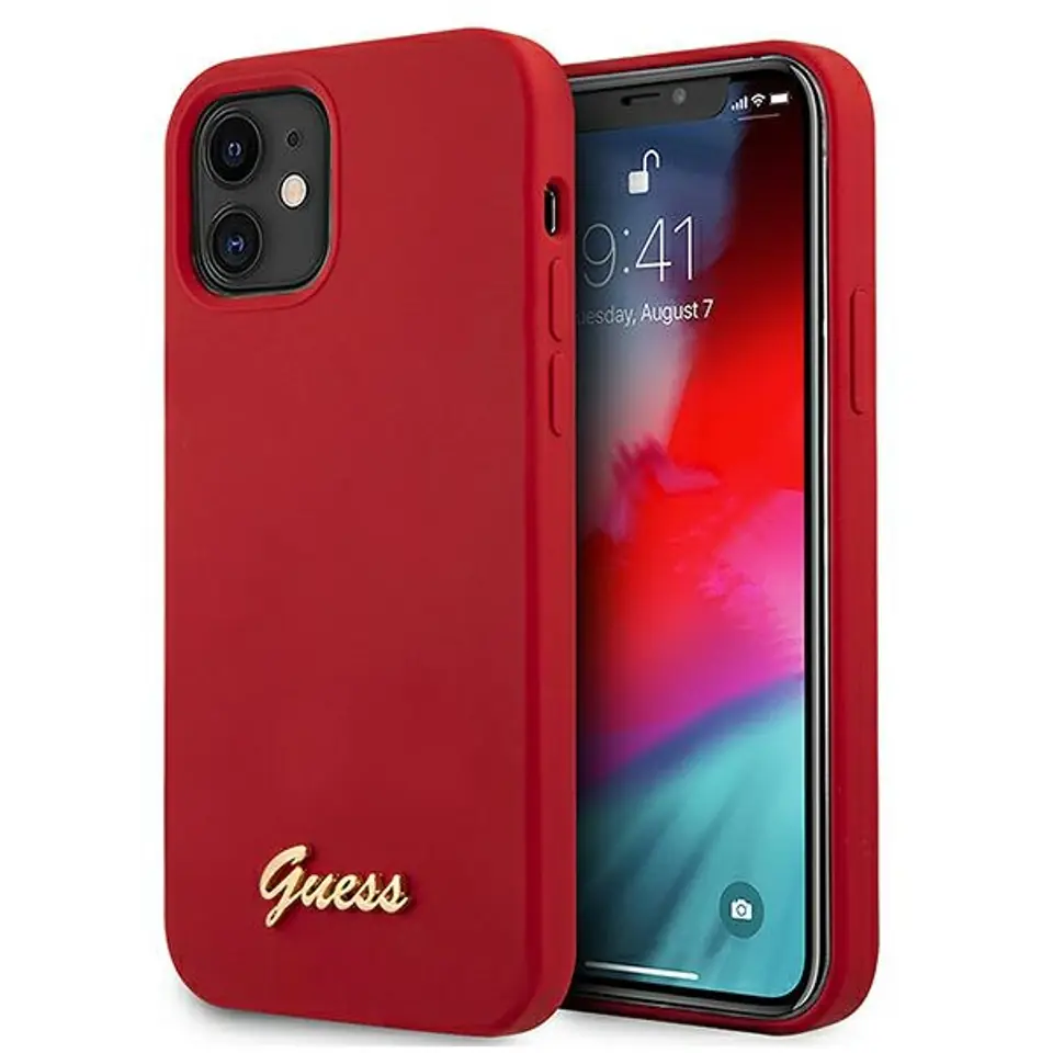 ⁨Guess GUHCP12SLSLMGRE iPhone 12 mini 5.4" red/red hardcase Metal Logo Script⁩ at Wasserman.eu