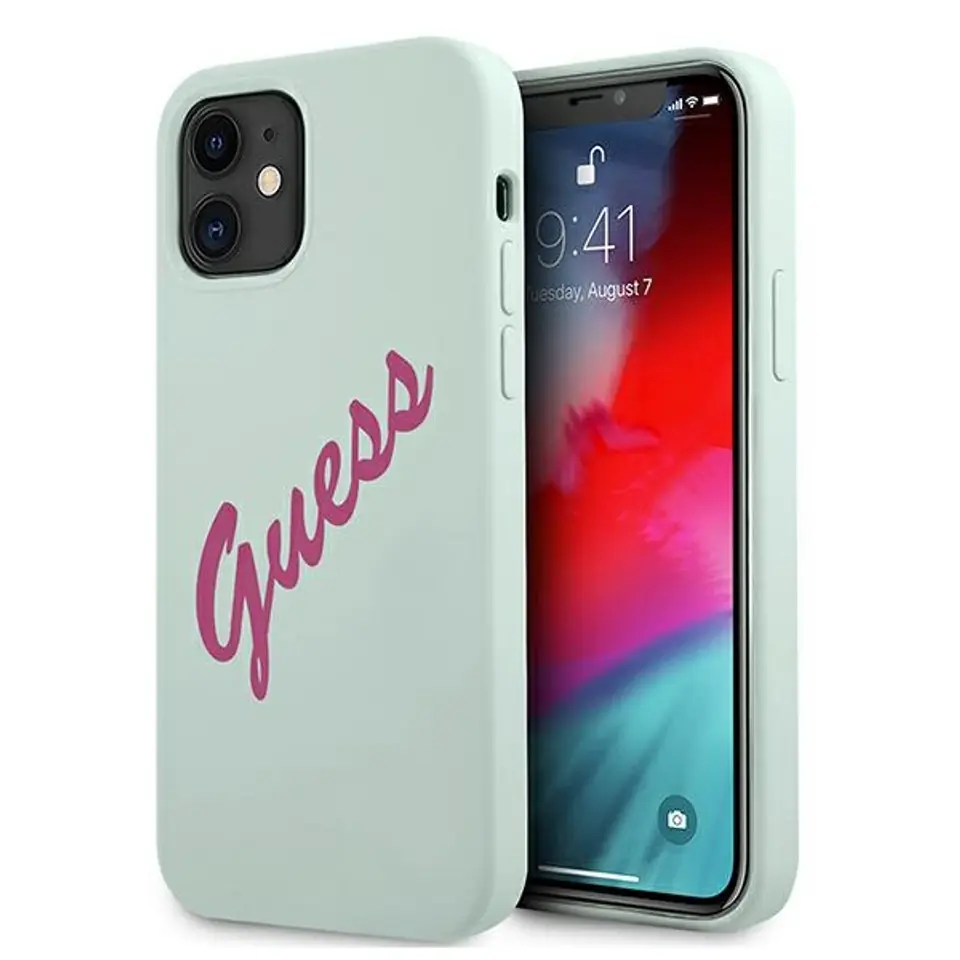 ⁨Guess GUHCP12SLSVSBF iPhone 12 mini 5,4" niebieski fuksja/blue fuschia hardcase Silicone Vintage⁩ w sklepie Wasserman.eu