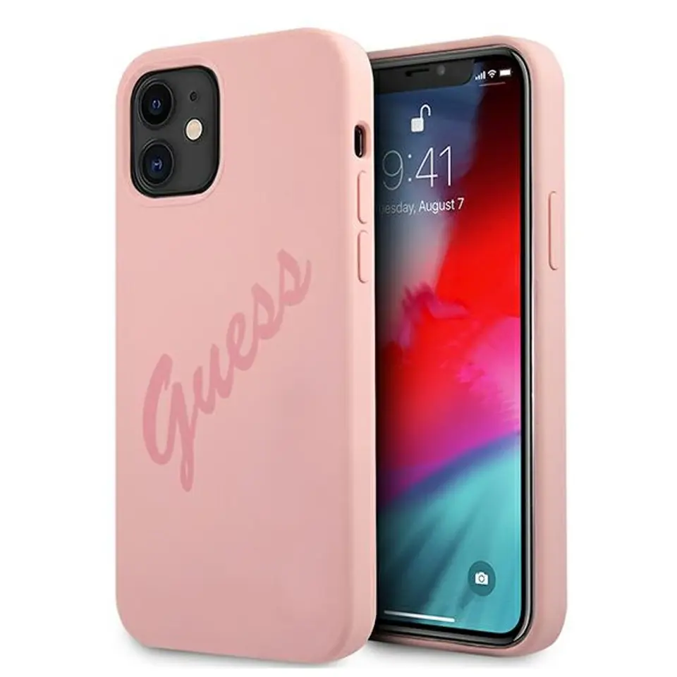 ⁨Guess GUHCP12SLSVSPI iPhone 12 mini 5,4" różowy/pink hardcase Script Vintage⁩ w sklepie Wasserman.eu