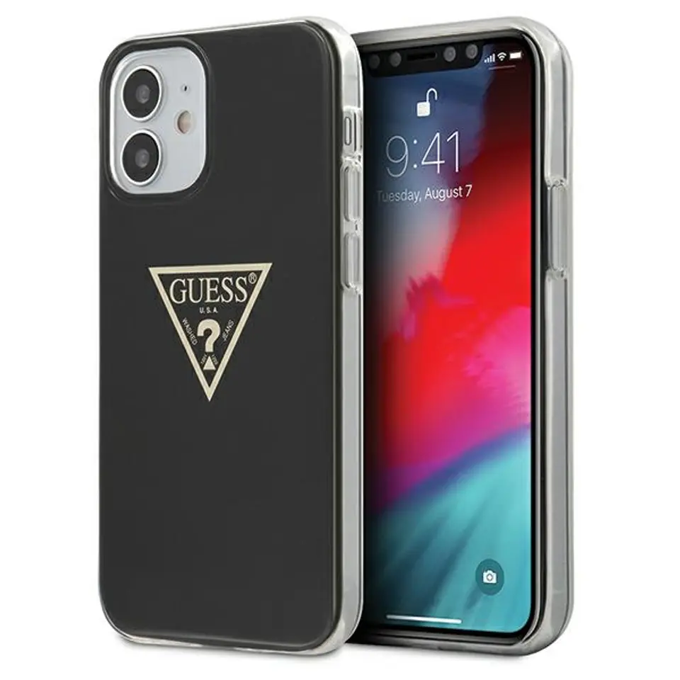 ⁨Guess GUHCP12SPCUMPTBK iPhone 12 mini 5,4" czarny/black hardcase Metallic Collection⁩ w sklepie Wasserman.eu