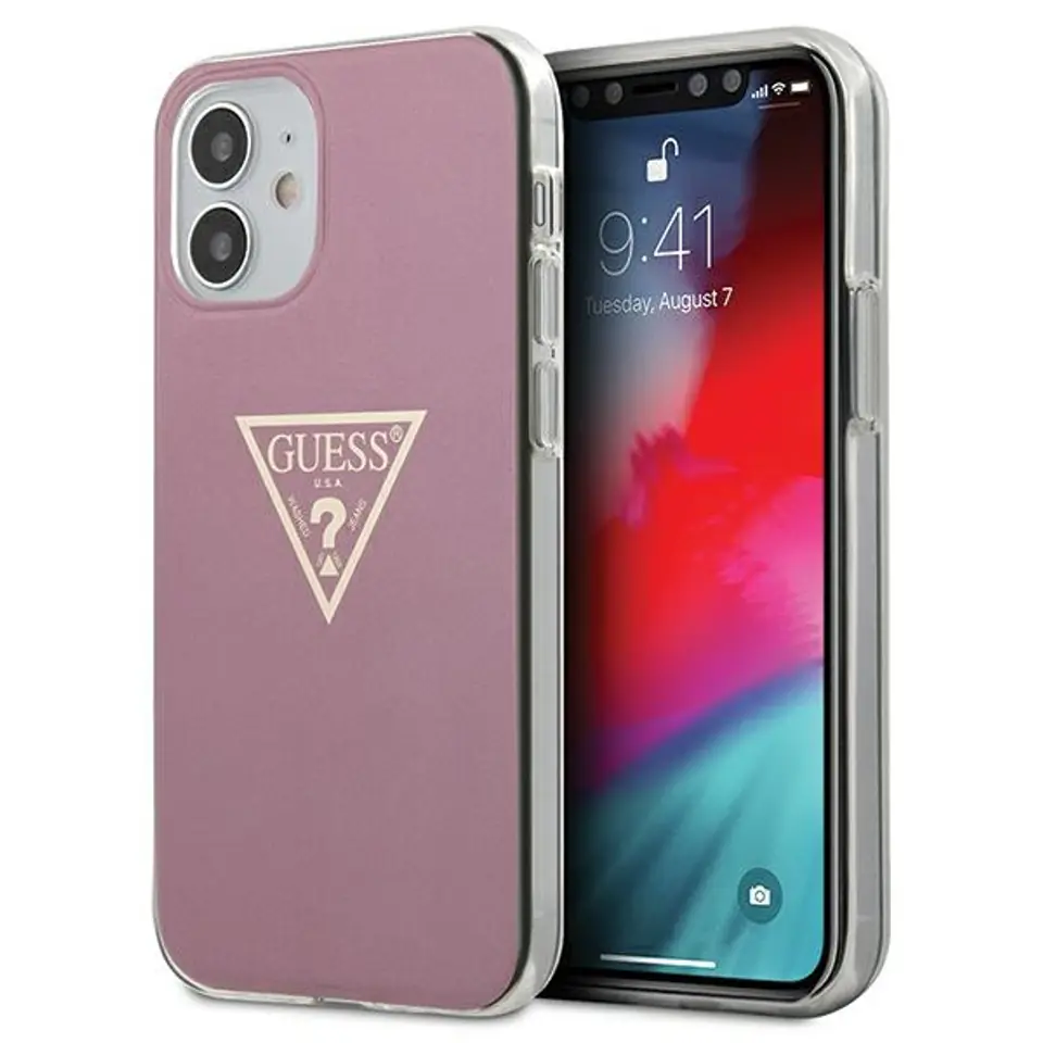 ⁨Guess GUHCP12SPCUMPTPI iPhone 12 mini 5,4" różowy/pink hardcase Metallic Collection⁩ w sklepie Wasserman.eu