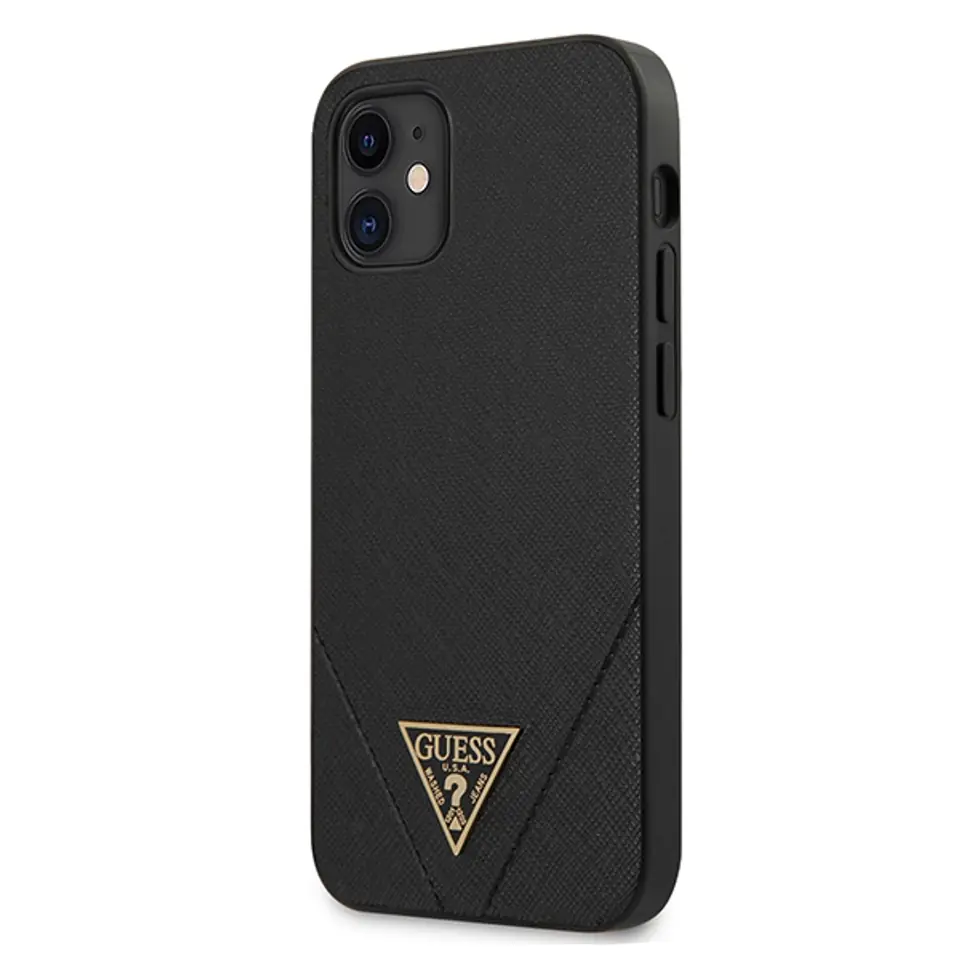 ⁨Guess GUHCP12SVSATMLBK iPhone 12 mini 5,4" czarny/black hardcase Saffiano⁩ w sklepie Wasserman.eu