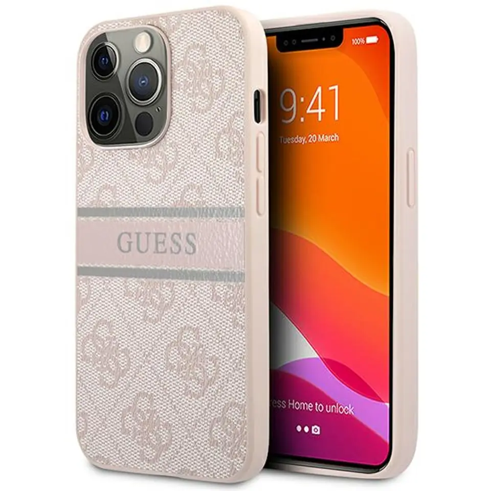 ⁨Guess GUHCP13L4GDPI iPhone 13 Pro / 13 6,1" różowy/pink hardcase 4G Stripe⁩ w sklepie Wasserman.eu