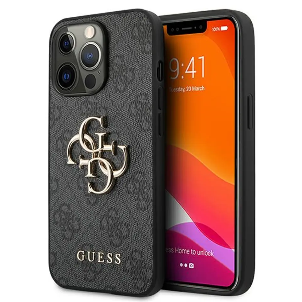 ⁨Guess GUHCP13X4GMGGR iPhone 13 Pro Max 6,7" szary/grey hardcase 4G Big Metal Logo⁩ w sklepie Wasserman.eu