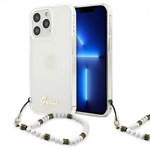 ⁨Guess GUHCP13LKPSWH iPhone 13 Pro / 13 6,1" Transparent hardcase White Pearl⁩ w sklepie Wasserman.eu
