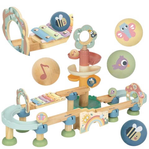 ⁨TOOKY TOY Drewniany Muzyczny Tor Kulkowy Kulodrom 44 el. Pastelowe⁩ w sklepie Wasserman.eu