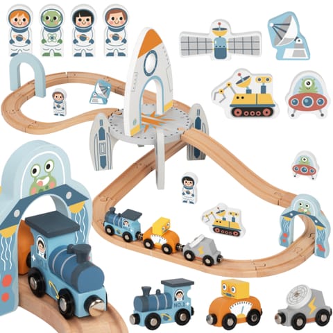 TOOKY TOY Drewniana Kolejka Kosmiczna Zestaw Tory w sklepie Wasserman.eu