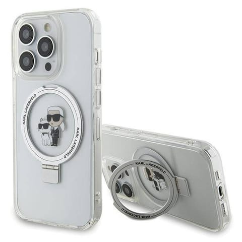 ⁨Oryginalne Etui IPHONE 15 PRO Karl Lagerfeld Hardcase Ring Stand Karl&Choupettte MagSafe białe⁩ w sklepie Wasserman.eu