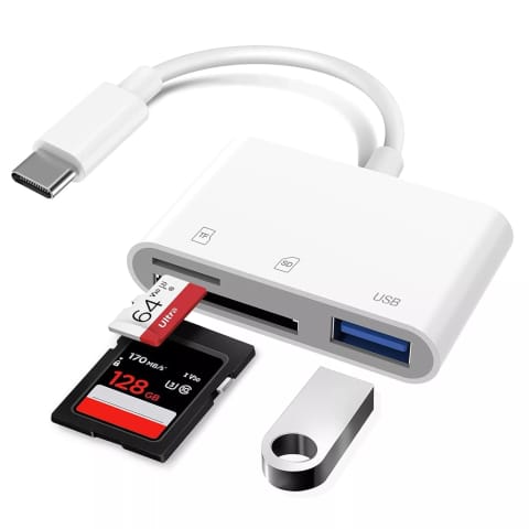 ⁨Czytnik kart SD TF USB Alogy adapter z złączem USB-C do Apple iPhone iPad Biały⁩ w sklepie Wasserman.eu