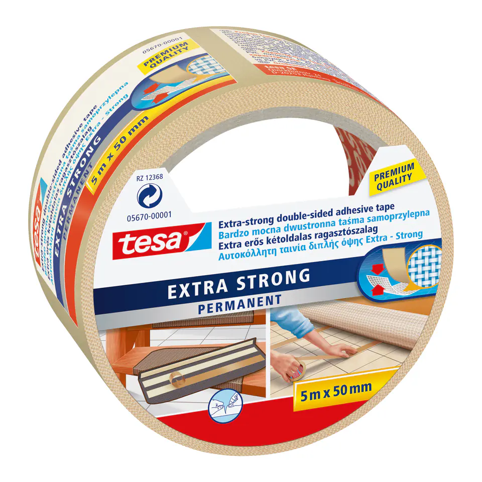 ⁨Double-sided tape for carpets strong 5m:50mm⁩ at Wasserman.eu