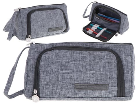 ⁨School pencil case double sachet cosmetic bag gray⁩ at Wasserman.eu