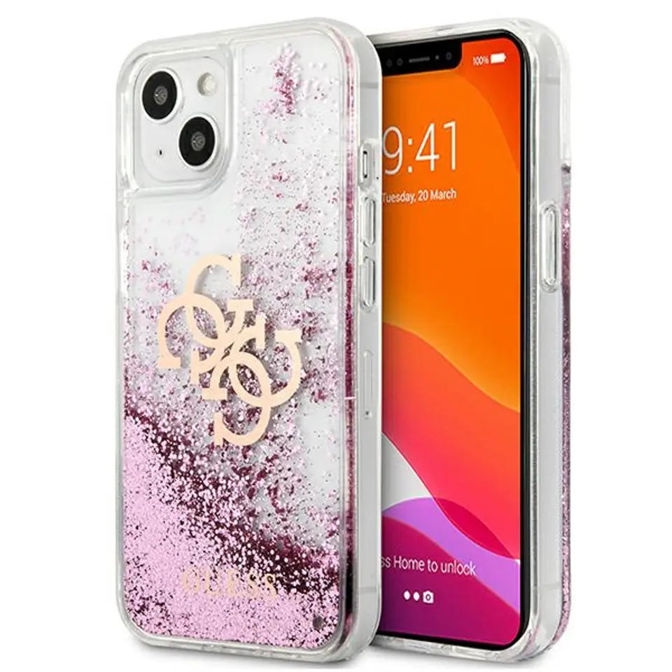 ⁨Guess GUHCP13SLG4GPI iPhone 13 mini 5,4" różowy/pink hardcase 4G Big Liquid Glitter⁩ w sklepie Wasserman.eu