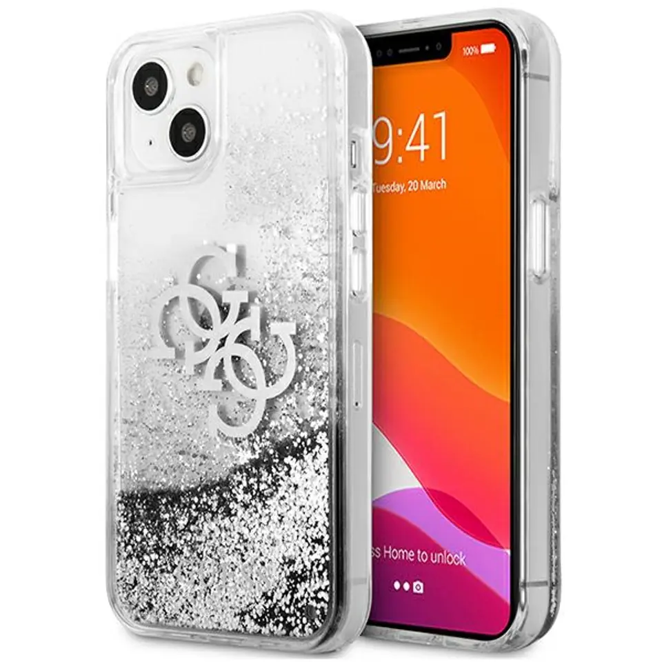 ⁨Guess GUHCP13SLG4GSI iPhone 13 mini 5,4" srebrny/silver hardcase 4G Big Liquid Glitter⁩ w sklepie Wasserman.eu