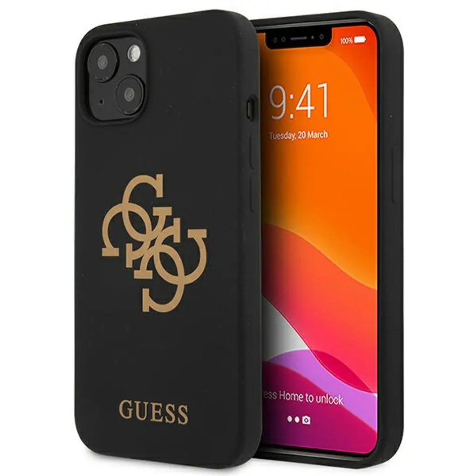 ⁨Guess GUHCP13SLS4GGBK iPhone 13 mini 5,4" czarny/black hard case Silicone 4G Logo⁩ w sklepie Wasserman.eu
