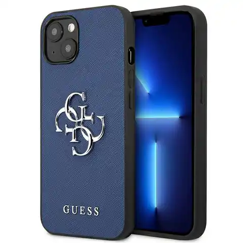 ⁨Guess GUHCP13SSA4GSBL iPhone 13 mini 5,4" niebieski/blue hardcase Saffiano 4G Metal Logo⁩ w sklepie Wasserman.eu