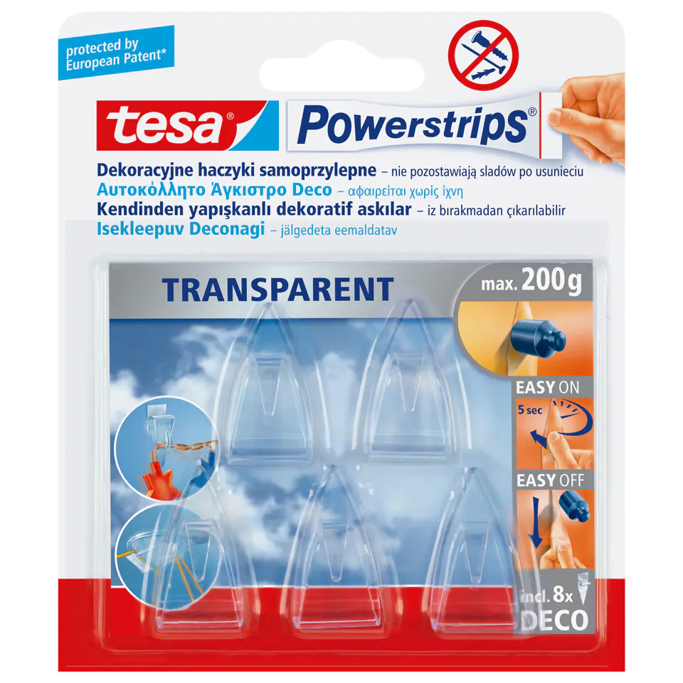 ⁨Haczyki samoprzylep.powerstrips 5 szt. deco przezroczyste⁩ w sklepie Wasserman.eu